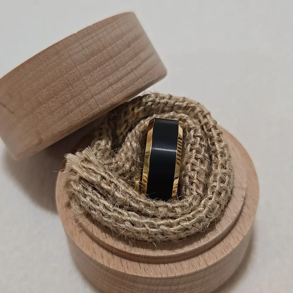Gold and Black Tungsten Men's Ring